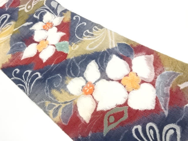 JAPANESE NAGOYA OBI / TSUMUGI / WOVEN FLOWER